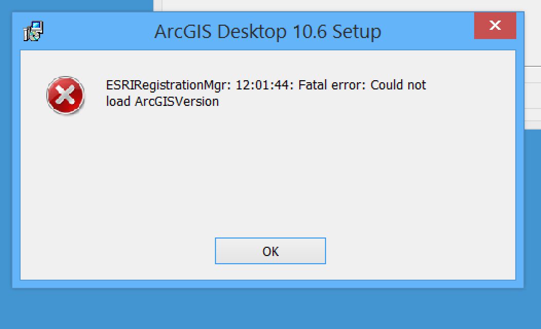 Fatal Error could not load ArcGISversion
